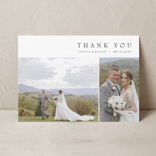 Modern Simple Photo Wedding W Note 3 Photos Thank You Card
