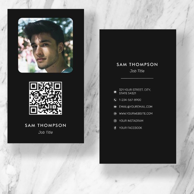 Modern Simple Photography Professional Black Business Card (Creator Uploaded)