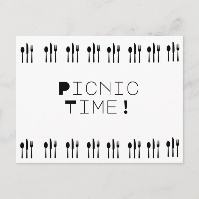 Modern Simple Picnic Forks and Spoons Meal Postcard (Front)