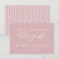Modern Simple Pink and Hearts Bridesmaid RSVP