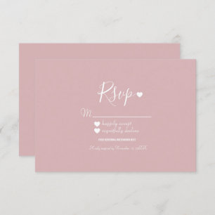 Modern Simple Pink and Hearts RSVP Invitation