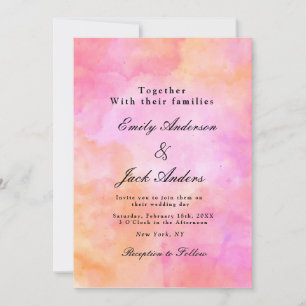 Modern simple Pink and Orange watercolor Wedding Save The Date
