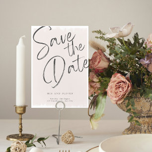 Modern SImple Pink Calligraphy Save The Date Invitation