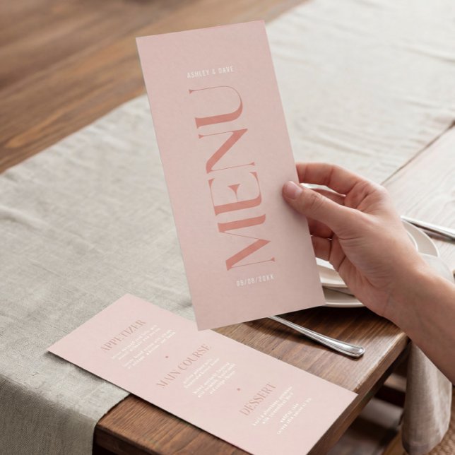 Modern Simple Pink Edge Wedding Menu (Creator Uploaded)