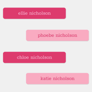 Modern Simple Pink Girly Waterproof Name Labels