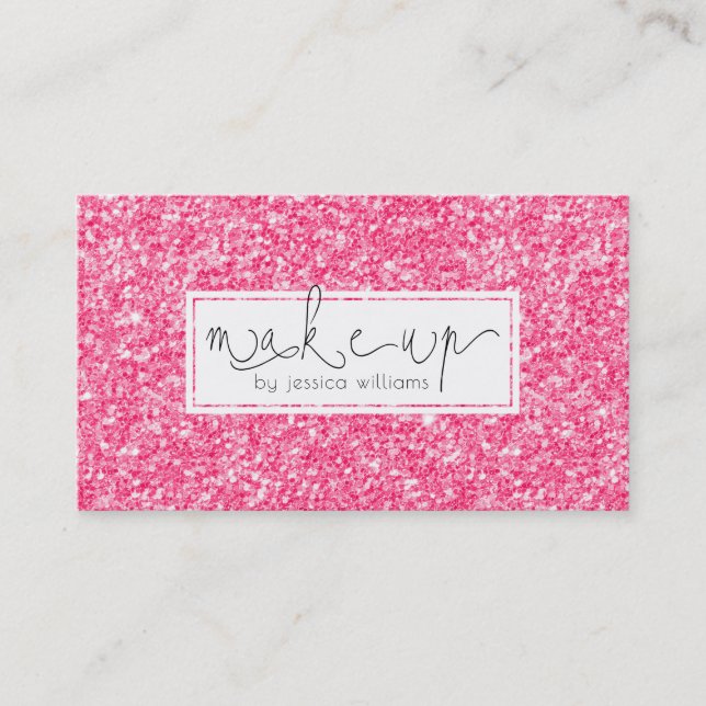 Modern Simple Pink GlitterTexture Business Card (Front)