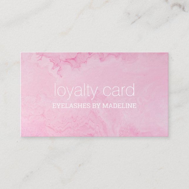 Modern Simple Pink Marble Eyelash Extension Loyalty Card (Front)