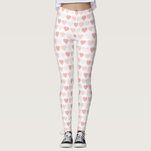 Modern Simple Pink Peach Hearts Leggings