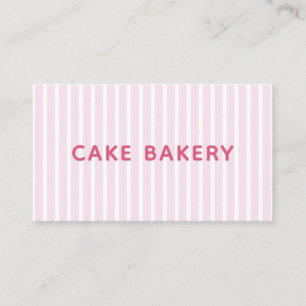 Modern Simple Pink Stripes Bakery Business Card
