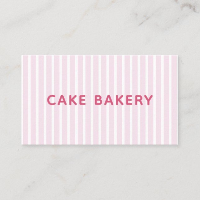 Modern Simple Pink Stripes Bakery Business Card (Front)
