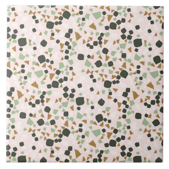 Modern Simple Pink Terrazzo Green Tile (Front)
