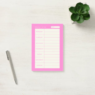 Modern simple pink weekly  post-it notes