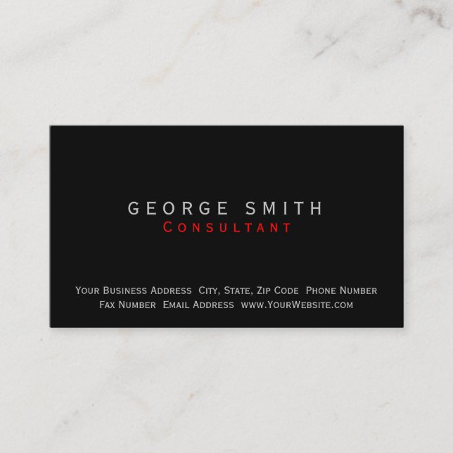 Modern Simple Plain Consultant Business Card (Front)