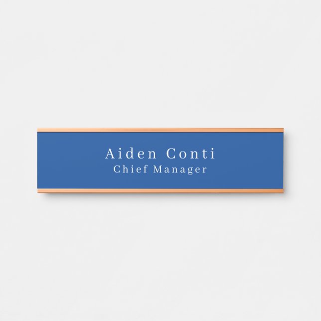 Modern Simple Plain Deep Blue Minimalist Door Sign (Front)