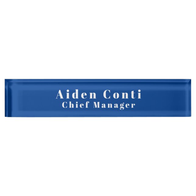 Modern Simple Plain Deep Blue Minimalist Nameplate (Front)