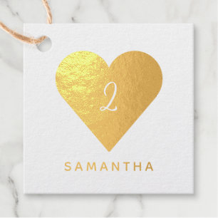Modern Simple Plain Elegant Gold Heart Favour Tags