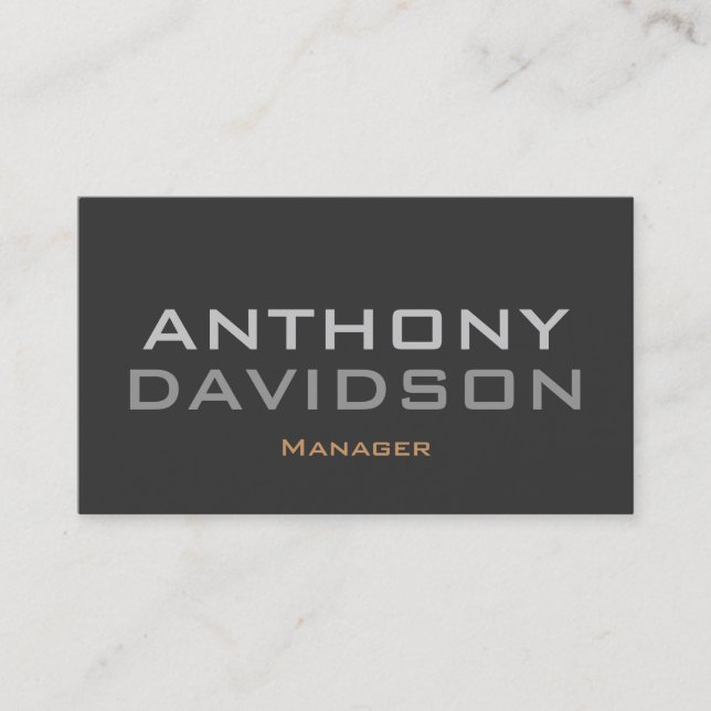 Modern Simple Plain Grey Bold Text Business Card (Front)