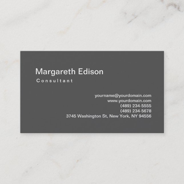 Modern Simple Plain Grey Standard Business Card (Front)