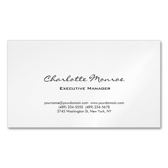 Modern Simple Plain Minimalist Professional Magnetic Business Card (Front)