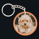 Modern Simple Playful Elegant Chic Paw Pet Photo Key Ring<br><div class="desc">This simple and classic design is composed of sans serif typography and add a custom photo of your pet.</div>