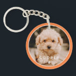 Modern Simple Playful Elegant Chic Paw Pet Photo Key Ring<br><div class="desc">This simple and classic design is composed of sans serif typography and add a custom photo of your pet.</div>