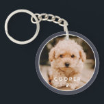 Modern Simple Playful Elegant Chic Paw Pet Photo Key Ring<br><div class="desc">This simple and classic design is composed of sans serif typography and add a custom photo of your pet.</div>