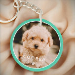 Modern Simple Playful Elegant Chic Paw Pet Photo Key Ring<br><div class="desc">This simple and classic design is composed of sans serif typography and add a custom photo of your pet.</div>