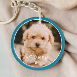 Modern Simple Playful Elegant Chic Paw Pet Photo Key Ring<br><div class="desc">This simple and classic design is composed of sans serif typography and add a custom photo of your pet.</div>
