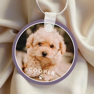 Modern Simple Playful Elegant Chic Paw Pet Photo Key Ring