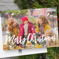 Modern Simple Playful Greetings Leaf Family Photo