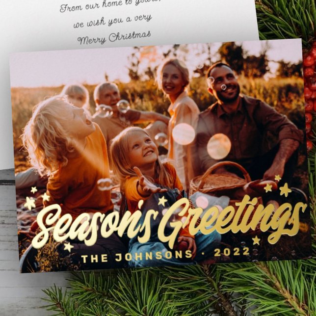 Modern Simple Playful Greetings Stars Family Photo (Creator Uploaded)