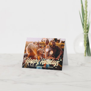 Modern Simple Playful Greetings Stars Family Photo Holiday Card