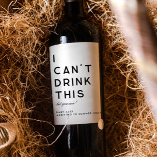 Modern Simple Pregnancy Announcement Wine Label