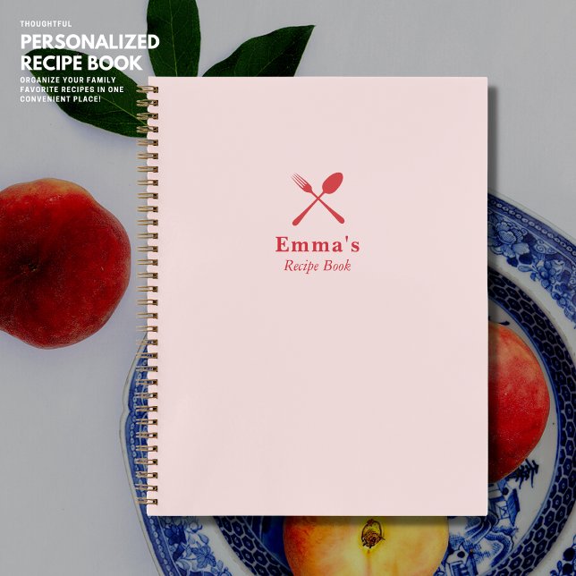 Modern Simple Pretty Blush Pink and Red Recipe Notebook (Creator Uploaded)