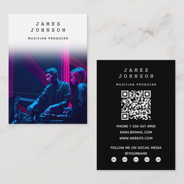 Modern Simple Producer Musician Photography  Business Card (Front/Back)