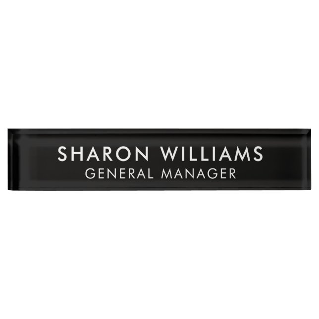 Modern Simple Professional Black Office Title Desk Nameplate (Front)