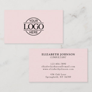 Modern Simple Professional Blush Pink Company Logo Business Card