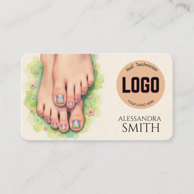 Modern Simple Professional Business Nail Tech Card (Front)