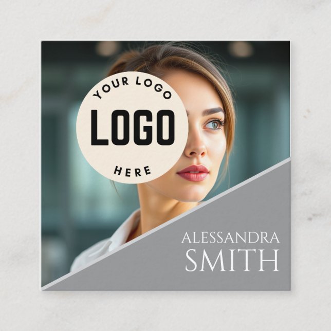 Modern Simple Professional Business Photo Square Calling Card (Front)