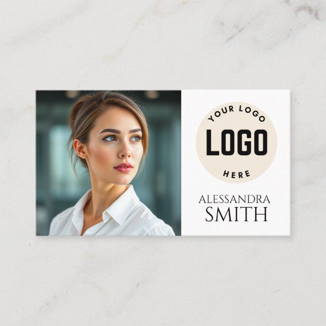 Modern Simple Professional Business Photo Square Calling Card (Front)