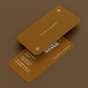 Modern Simple Professional Chocolate Brown QR  Business Card
