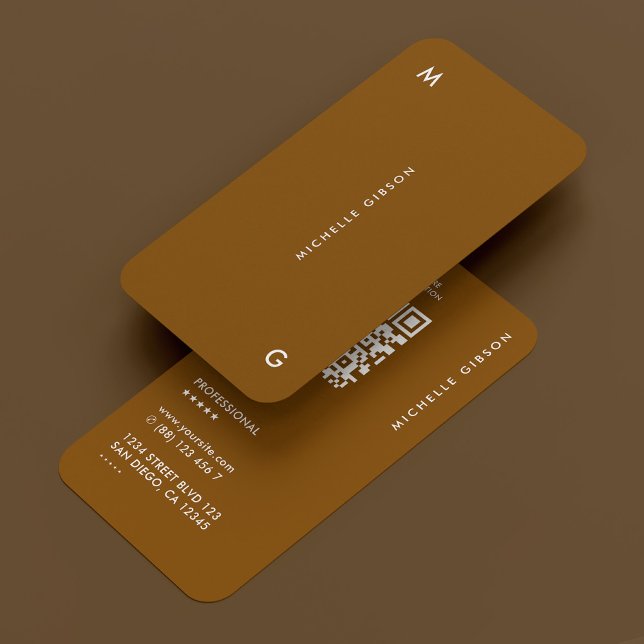 Modern Simple Professional Chocolate Brown QR  Business Card (Modern Simple Professional Chocolate Brown QR Business Card
)