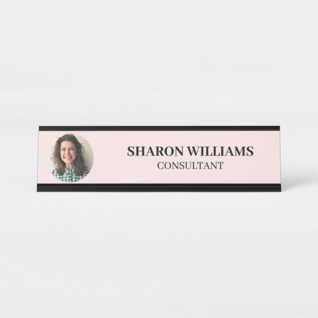 Modern Simple Professional Custom Employee Photo Desk Name Plate (Front)
