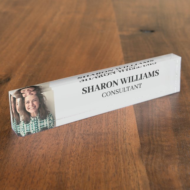 Modern Simple Professional Custom Photo Executive Nameplate (Side)