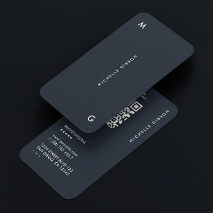 Modern Simple Professional Dark Blue Charcoal  Business Card