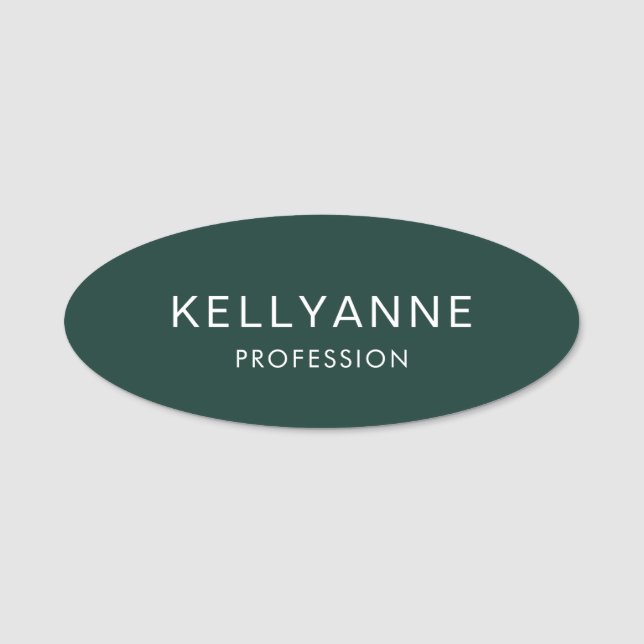 Modern Simple Professional Green Magnetic Name Tag (Front)