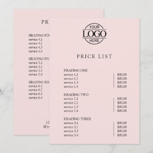 Modern Simple Professional Logo Menu Price List
