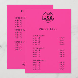 Modern Simple Professional Logo Menu Price List