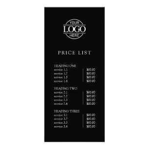Modern Simple Professional Logo Menu Price List