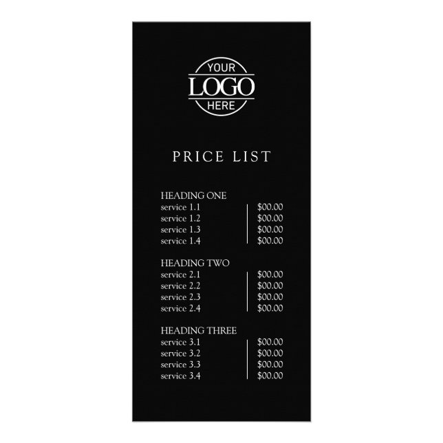 Modern Simple Professional Logo Menu Price List (Front)